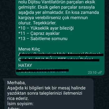 Teknosa Vantilatör Parçasının Eksik Gelmesi