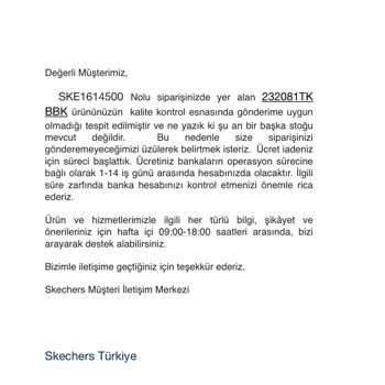 Skechers Satın Aldıktan Sonra Stok Yok Diyen Firma. Stokta Yoksa Satışa Koyma