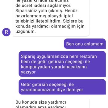 Getir Yemek Yanlış Açıklamayla Mağdur Ediyor