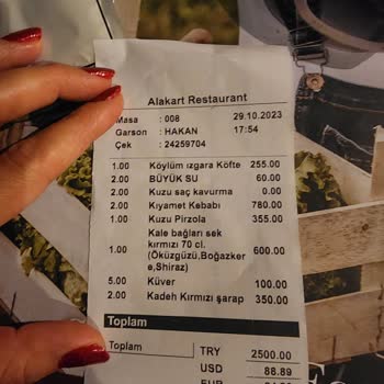 Artemis Restaurant & Şarapevi Pişmeyen Yemek Ücreti