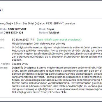 Trendyol Pazaryeri Kutusu Zarar Görmüş Ürünün İadesini Onayladı!