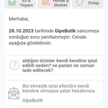 Trendyol Gips Butik Para İadesi