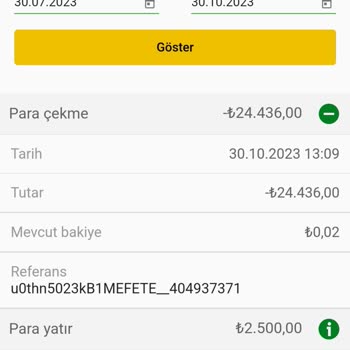 Çekim Yaptım Mefete Üzerinde Para Mefete Hesabıma Gelmedi
