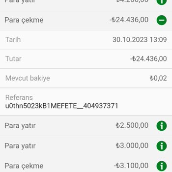 Çekim Yaptım Mefete Üzerinde Para Mefete Hesabıma Gelmedi