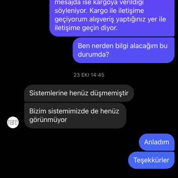 Nare Giyim Ürün Teslimat Sorunu