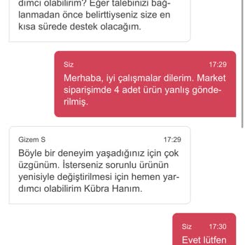 Yemeksepeti Yanlış Gönderilen ÜRÜN/YOĞUNLUK Sorunu
