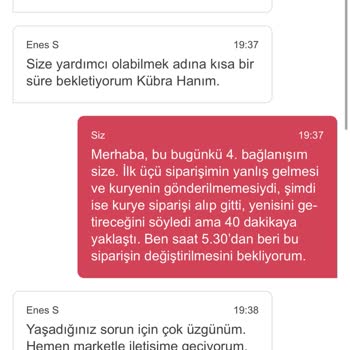 Yemeksepeti Yanlış Gönderilen ÜRÜN/YOĞUNLUK Sorunu