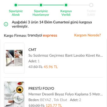 Trendyol 16 Gün Oldu Kargomu Bulamadı.