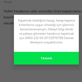CepteTeb Hesabımı Kapatamıyorum