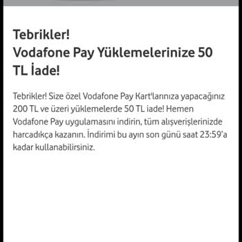 Vodafone Pay İade Edilmeyen 50₺
