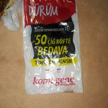 Trendyol Yemek Doritoslu Çiğ Köfte Dürüm Siparişiyle İlgili Sorun