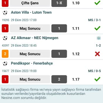 Nesine 28.10.2023 Tarihli Kupon Ertelenen Mac