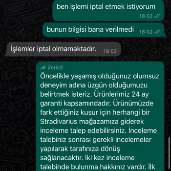 Stradivarius Bilgim Dışında Yapılan İşlem