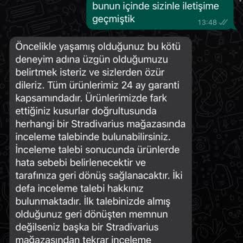 Stradivarius Bilgim Dışında Yapılan İşlem