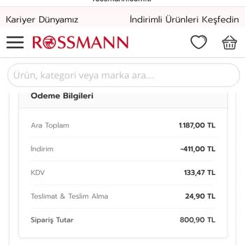 Para İademi Eksik Yapılması Rossmann