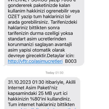 Vodafone Tarife Aşım Sorunu
