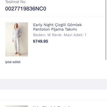 Penti Siparişimi İptal Etti