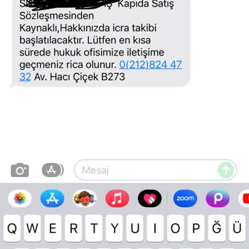 Anda İhtiyaç ve Tüketim Maddeleri Av Haci Çiçek Tarafından İcra Takibi Mesajı