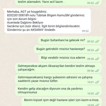 AGT Kurye Aksaray Şubesi E-imzamı Getirmedi