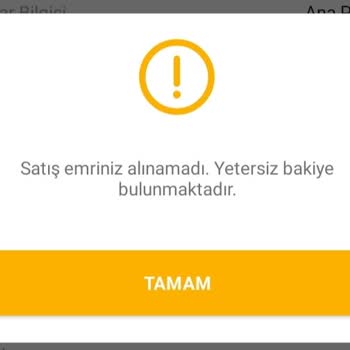 VakıfBank Satış Emriniz Alınamadı Yetersiz Bakiye
