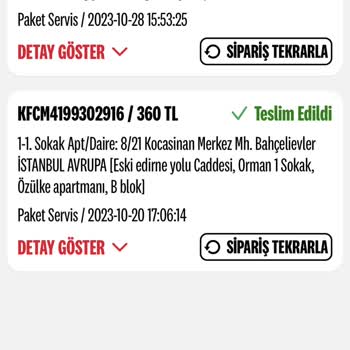 KFC Siparişim Üç Gün Oldu Gelmedi