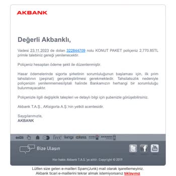 Akbank Zorunlu Tekrarlayan Sigorta