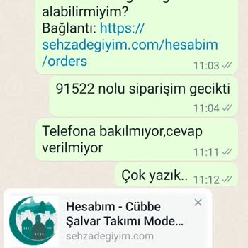 Şehzade Giyim Bırakılan Hizmet Telefonuna Bakılmıyor.