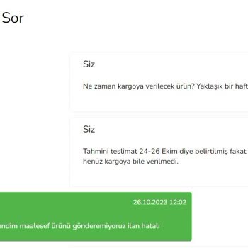 ÇiçekSepeti İlan Hatalı Diyerek Ürün Gönderilmedi