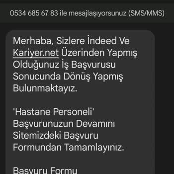 indeed İnternet Üzerinden İş İlanına Başvuru Sonrası Gelen Mesajla İlgili Şikayet