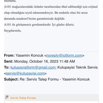 A101 İnternet Sitesinden Aldığım Stanley Marka Termosun Bozuk Çıkması