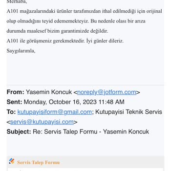 A101 İnternet Sitesinden Aldığım Stanley Marka Termosun Bozuk Çıkması