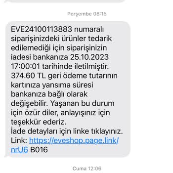 Eve Shop Ücret İadesi Bekliyorum