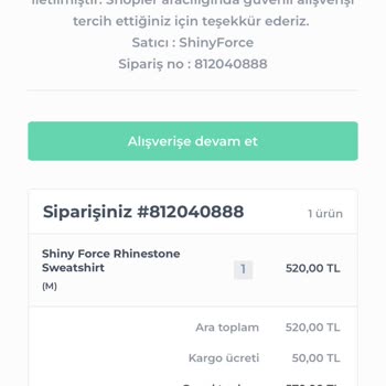 Shiny Force Sipariş Durumu Hakkında Yardım İstiyorum