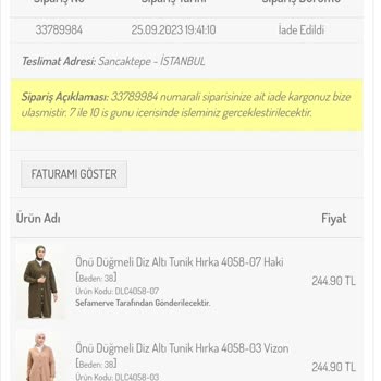 Sefamerve İade Ücretim Yatmadı