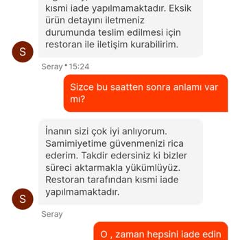 Migros Yemek Eksik Gelen Sipariş