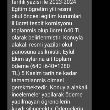 İlksan Aylık Okul Aidatı Ödenmesi İsteniyor