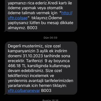 Vodafone Rıza Olmadan Zam Yapıyor