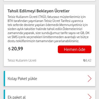 Vodafone Telsiz Kullanım Ücretinden Düşülmemesi