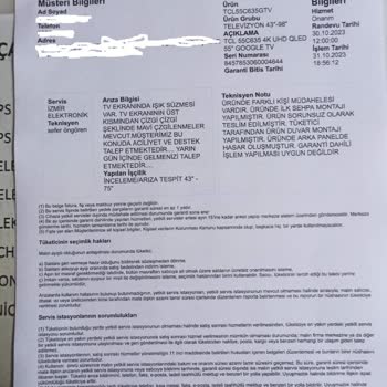 TCL 55C635 TV Kalitesizliği Ve Servis Hizmeti Bile Sağlayamayan Bilkom