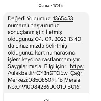 BURULAŞ Çekilen Bakiyenin Karta Yüklenmemesi