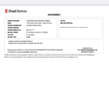 Ziraat Bankası Banka Kartı Alışveriş Borcu Ücreti