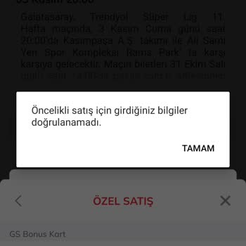 Passolig Passo Öncelikli Satış Doğrulanamadı