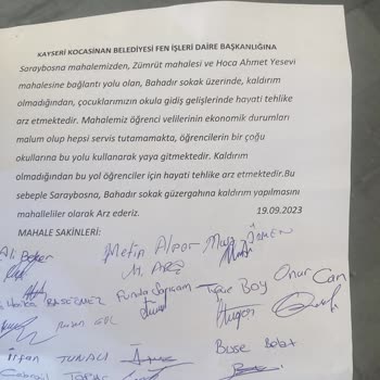 Kayseri Valiliği Mahallede Kaldırım Yok