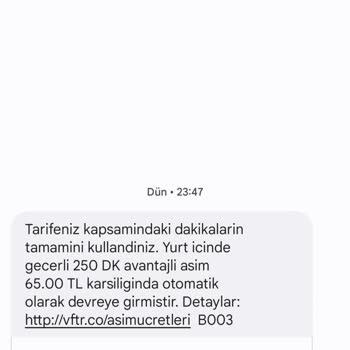 Vodafone İzinsiz Otomatik Aşım Paketi