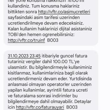 Vodafone İzinsiz Otomatik Aşım Paketi