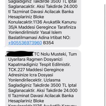 Global Satış Hukuk Bürosu Tarafından İcra Takibi Mesajı