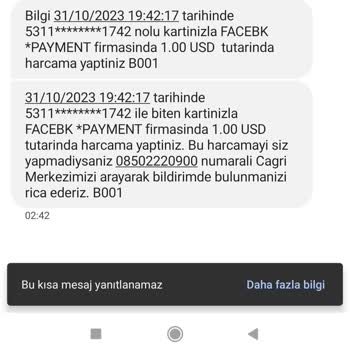 Facebook Payment İzinsiz Çekilen Para