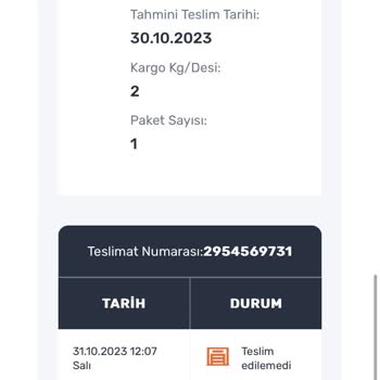 Aras Kargo İptal Edilemeyen Sipariş Hk.