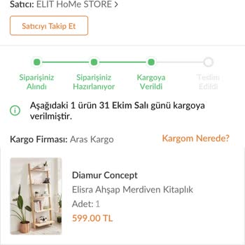 Aras Kargo İptal Edilemeyen Sipariş Hk.