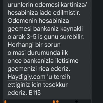 Haydigiy.com Paramın İade Edilmesini İstiyorum Bir An Önce